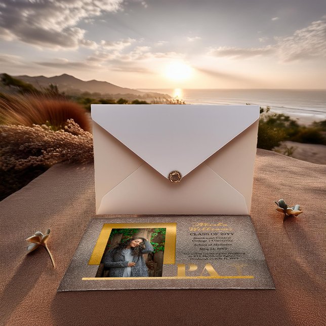 Invitations En Acrylique Elegant Gold PA Caduceus Photo Graduation (Elegant  Gold Tone "PA" Physician's Assistant Caduceus Photo Graduation Acrylic Invitations)