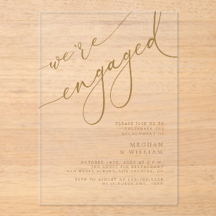 Invitations En Acrylique Élégant Gold Script Nous sommes engagés pour la pa