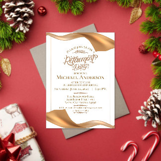 Invitations En Acrylique Elegant Gold Swirl Retirement Party
