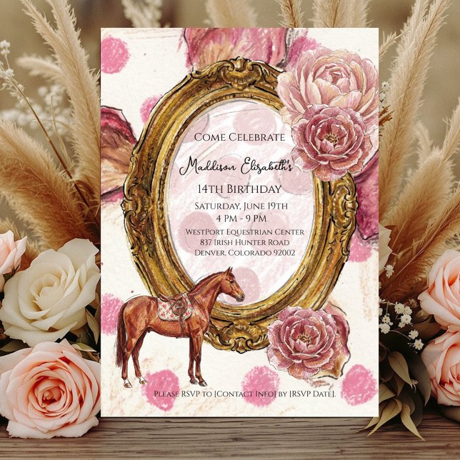 Invitations En Acrylique Elegant Hunter’s  Sweet 16 Equestrian Birthday (Créateur téléchargé)