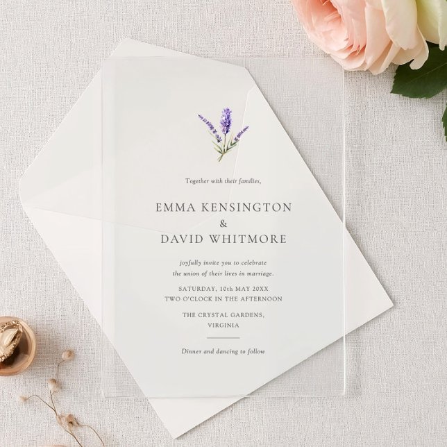 Invitations En Acrylique Elegant Lavender Flower Minimalist Wedding (Créateur téléchargé)