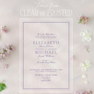 Invitations En Acrylique Élégant Lavender Lavender Classic Script Mariage