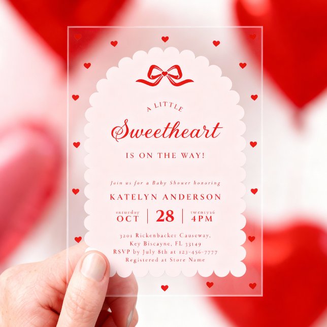 Invitations En Acrylique Elegant Little Sweetheart Baby Shower Acrylic (Créateur téléchargé)