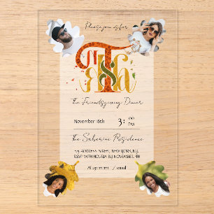 Invitations En Acrylique Élégant Manuscrit Merci Photos de Feuillage d'Auto