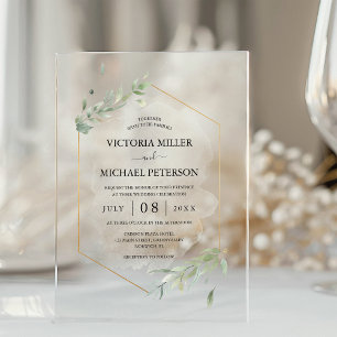 Invitations En Acrylique Élégant mariage à l'aquarelle de feuillage Greener