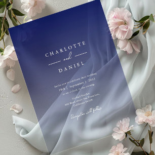 Invitations En Acrylique Élégant Mariage acrylique dégradé bleu marine