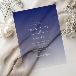 Invitations En Acrylique Élégant Mariage acrylique dégradé bleu marine