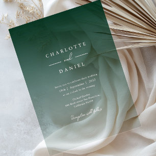 Invitations En Acrylique Élégant Mariage acrylique dégradé vert de forêt