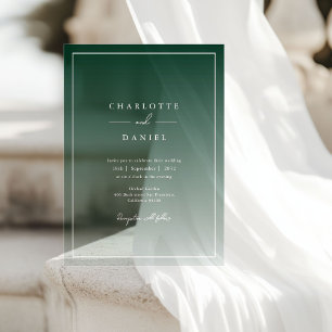 Invitations En Acrylique Élégant Mariage acrylique dégradé vert de forêt
