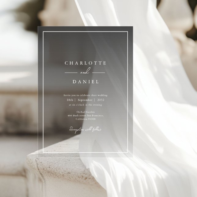 Invitations En Acrylique Élégant Mariage acrylique Gris Urbain (Elegant Urban Grey Gradient Acrylic Wedding  Acrylic Invitations)