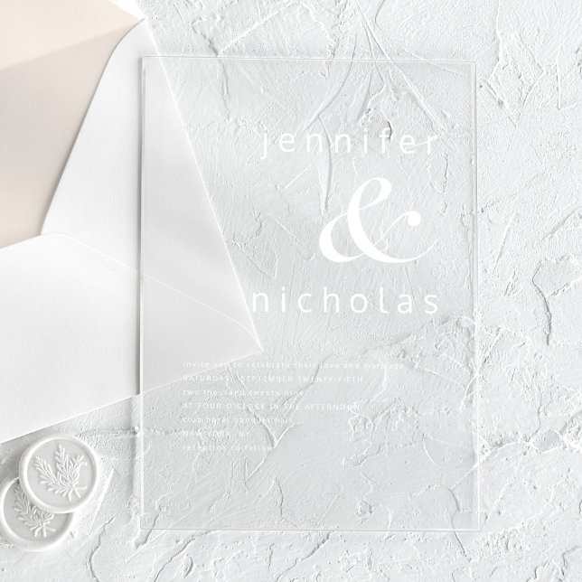 Invitations En Acrylique Élégant Mariage Ampersand (Elegant Ampersand Wedding Acrylic Invitations)