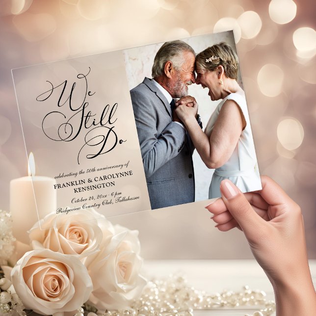 Invitations En Acrylique Elégant mariage Anniversaire Vow Renouveau (Elegant Wedding Anniversary Vow Renewal Acrylic Invitations)