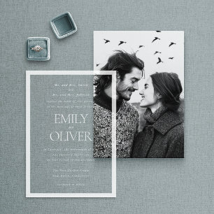 Invitations En Acrylique Élégant Mariage blanc cadre classique