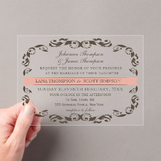 Invitations En Acrylique Élégant Mariage blanc de Filligree à la saveur vic