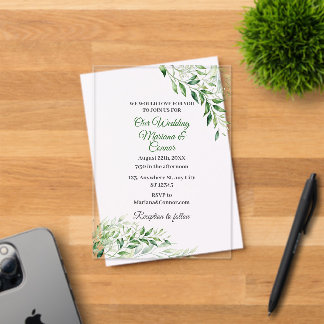 Invitations En Acrylique Élégant mariage botanique vert