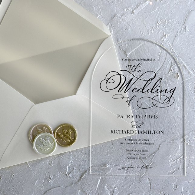 Invitations En Acrylique Élégant Mariage Calligraphie (Créateur téléchargé)