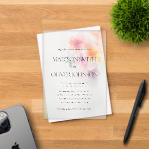 Invitations En Acrylique Élégant mariage clair aquarelle florale