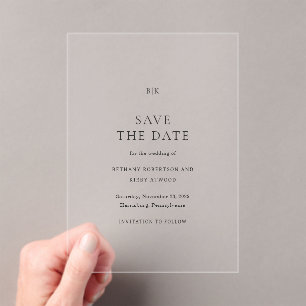 Invitations En Acrylique Élégant mariage classique Enregistrer la date