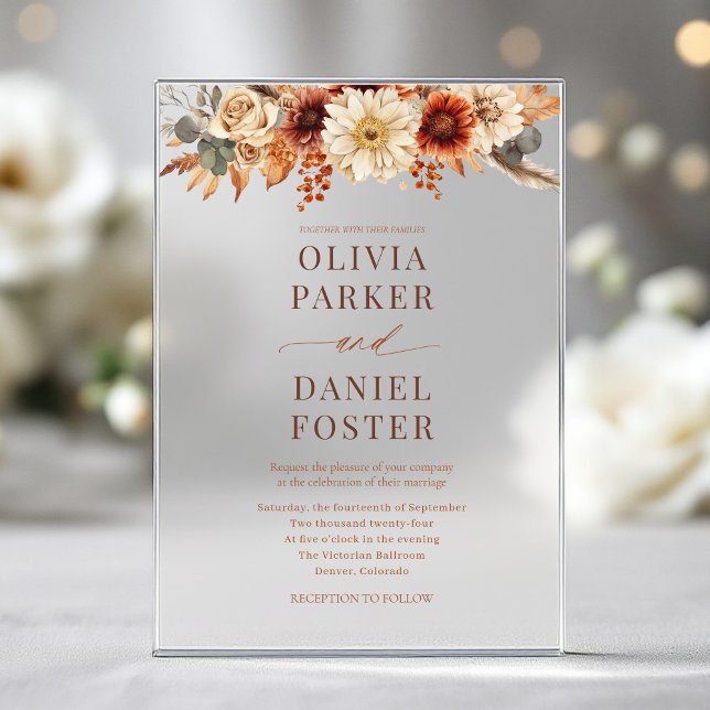 Invitations En Acrylique Élégant Mariage de automne d'automne (Créateur téléchargé)