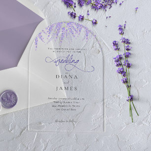 Invitations En Acrylique Élégant Mariage de calligraphie florale