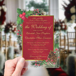 Invitations En Acrylique Élégant mariage de Noël ou de fêtes de fin d'année