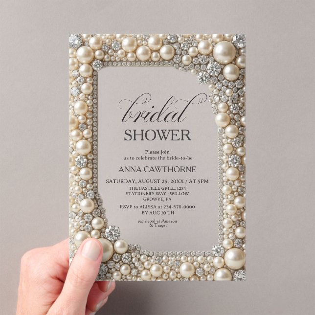 Invitations En Acrylique Élégant Mariage de Perles (In situ (ordinateur de poche))