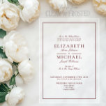 Invitations En Acrylique Élégant Mariage de script classique de Bourgogne<br><div class="desc">L'élégant Faire-part de mariage classique de Bourgogne évoque un romantisme intemporel, idéal pour les couples à la recherche d'un style raffiné et classique pour leur célébration. La riche teinte bordeaux parle à la chaleur et à la profondeur de l'amour, tandis que l'élégante police de caractères transforme la gravité de l'occasion,...</div>
