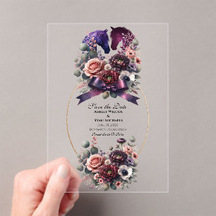 Invitations En Acrylique Elégant Mariage équestre aquarelle