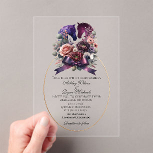 Invitations En Acrylique Elégant Mariage équestre aquarelle