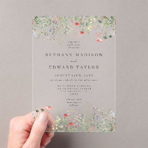 Invitations En Acrylique Élégant Mariage Fleur sauvage