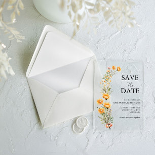 Invitations En Acrylique Elégant Mariage Fleur sauvage Meadow Enregistrer L