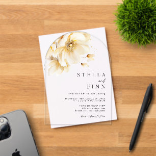 Invitations En Acrylique Élégant Mariage Fleurs Blanches