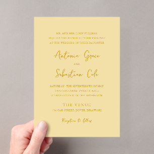 Invitations En Acrylique Élégant Mariage Jaune Moderne