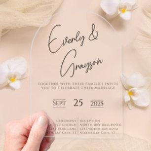 Invitations En Acrylique Élégant Mariage minimaliste moderne simple