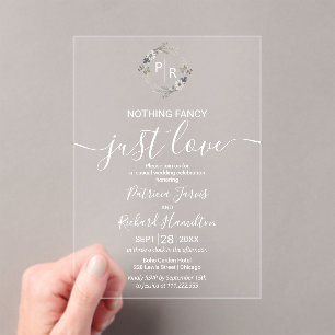 Invitations En Acrylique Élégant Mariage Monogramme
