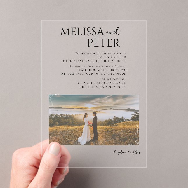 Invitations En Acrylique Élégant Mariage photo (In situ (ordinateur de poche))