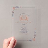 Élégant mariage rustique rouge et bleu plage crabe