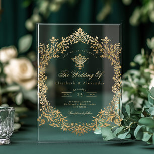 Invitations En Acrylique Elégant Mariage victorien Ornate Gold Foil