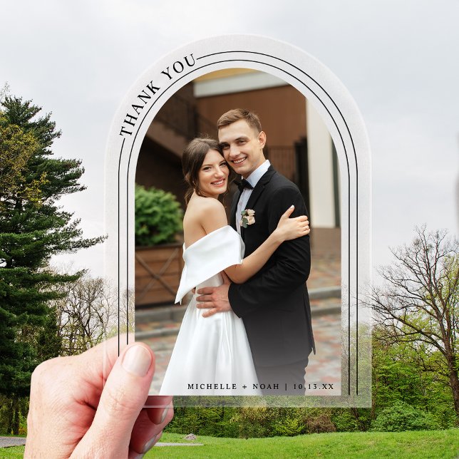 Invitations En Acrylique Élégant Merci photo Mariage moderne (Créateur téléchargé)