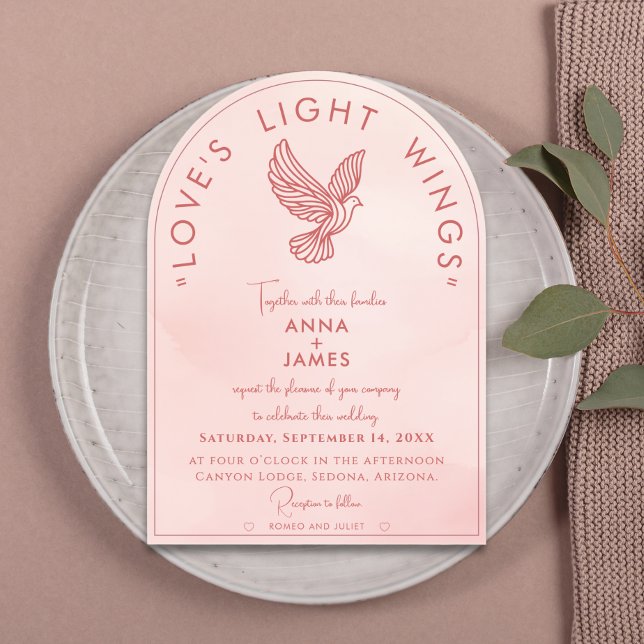 Invitations En Acrylique Elégant minimal roméo et Juliette Citation rose (Créateur téléchargé)