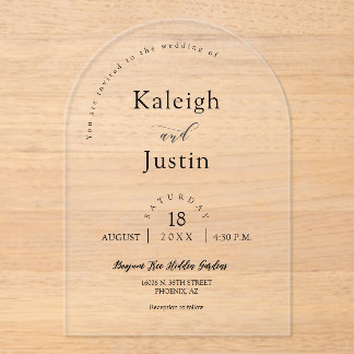 Invitations En Acrylique Élégant minimaliste moderne Boho Arch Mariage pers