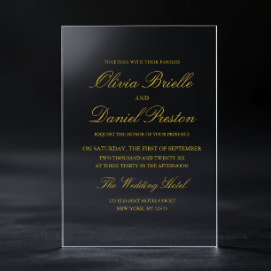 Invitations En Acrylique Élégant minimaliste or moderne Mariage