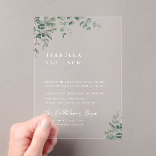 Invitations En Acrylique Élégant minimaliste Script Mariage de verdure
