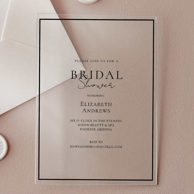 Invitations En Acrylique Élégant, moderne, écriture manuscrite, Fête des ma (Elegant, Modern, Handwriting, Bridal Shower Acrylic Invitations)