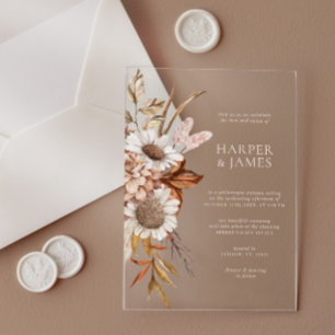 Invitations En Acrylique Élégant Moderne Terracotta Floral Boho Mariage d'A