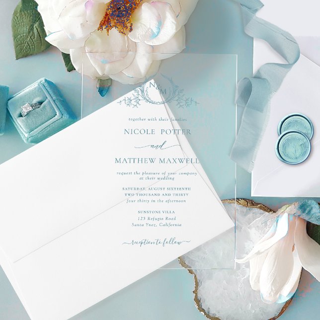 Invitations En Acrylique Élégant monogramme de couronne royale de verre de  (Créateur téléchargé)