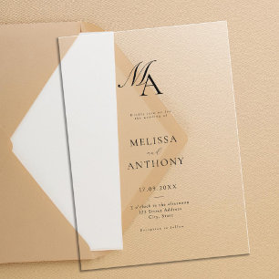 Invitations En Acrylique Élégant Monogramme moderne minimaliste Mariage