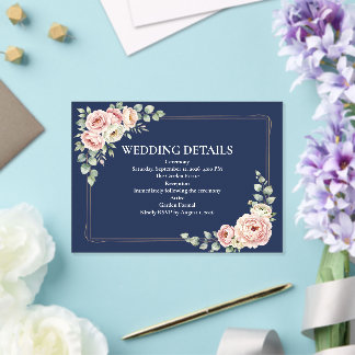 Invitations En Acrylique Elegant Navy Blue Watercolor Floral Wedding