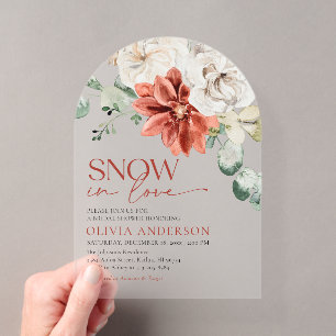 Invitations En Acrylique Elégant Neige en Amour Hiver Rouge Enterrement de