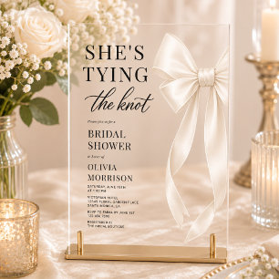 Invitations En Acrylique Elégant Nœud Elle Fait Le Nœud Enterrement de Vie